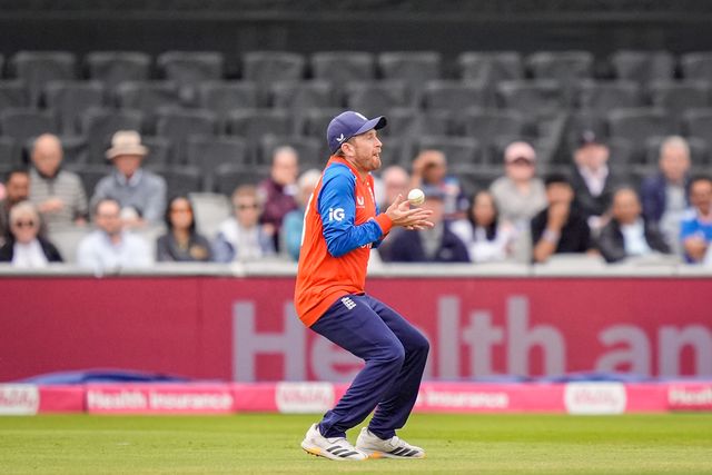Shivam Dube of India holes out and is caught by Liam Dawson of England during the Second Vitality T20 International match England vs India at Old Trafford, Manchester, United Kingdom on 04 July 2026

(Photo by Maynard Manyowa/News Images)