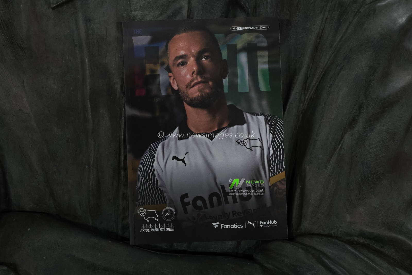 Joe Ward of Derby County on the front cover of todays match day program during the Sky Bet Championship match Derby County vs Millwall at Pride Park Stadium, Derby, United Kingdom, 10th December 2025

(Photo by Mark Cosgrove/News Images)

*** GER AUT SUI OUT ***