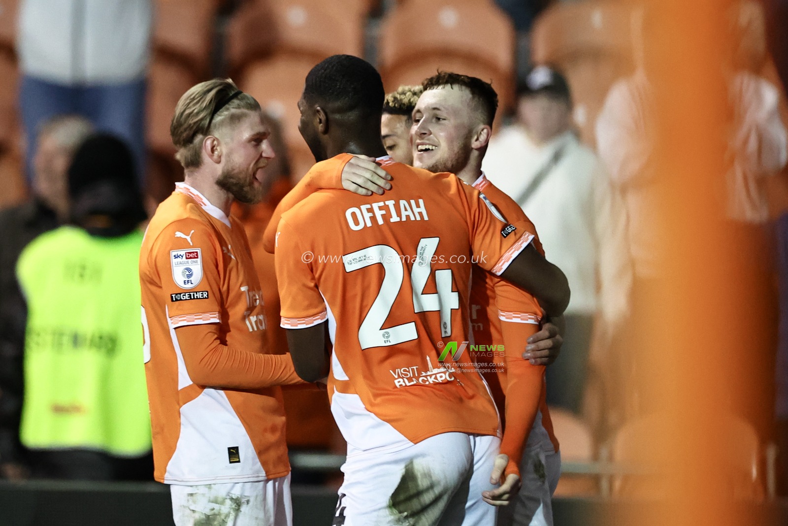 Sonny Carey of Blackpool celebrates his goal to make it 3-0 during the Sky Bet League 1 match Blackpool vs Reading at Bloomfield Road, Blackpool, United Kingdom, 1st April 2025

(Photo by Mark Cosgrove/News Images)