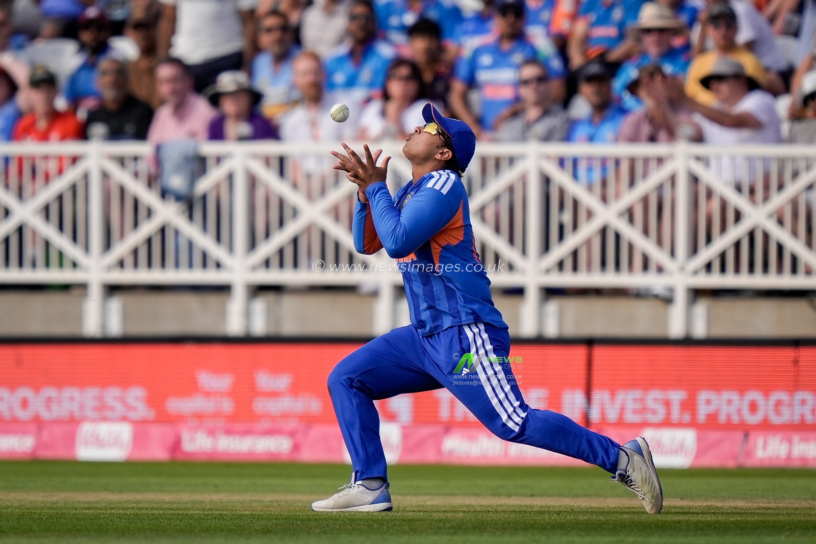 aibhav Sooryavanshi of India takes a catch during the Third Vitality T20 International match England vs India at Trent Bridge, Nottingham, United Kingdom on 07 July 2026

(Photo by Maynard Manyowa/News Images)