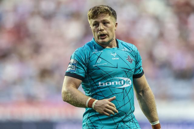 Sam Halsall of Huddersfield Giants during the Betfred Super League round 18 match Wigan Warriors vs Huddersfield Giants at The Brick Community Stadium, Wigan, United Kingdom, 11th July 2025

(Photo by Alfie Cosgrove/News Images)