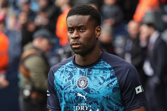 Marc Guehi of Manchester City in the pregame warmup session during the Emirates FA Cup Quarter-Final match Manchester City vs Liverpool at Etihad Stadium, Manchester, United Kingdom on 04 April 2026

(Photo by Mark Cosgrove/News Images)
