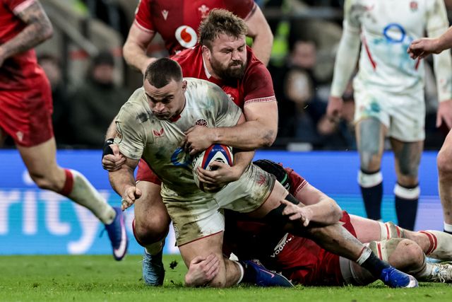 Ben Earl of England is tackled by Tomas Francis of Wales during the Guinness Six Nations 2026 match England vs Wales at Allianz Stadium, Twickenham, United Kingdom on 07 February 2026

(Photo by Mark Cosgrove/News Images)