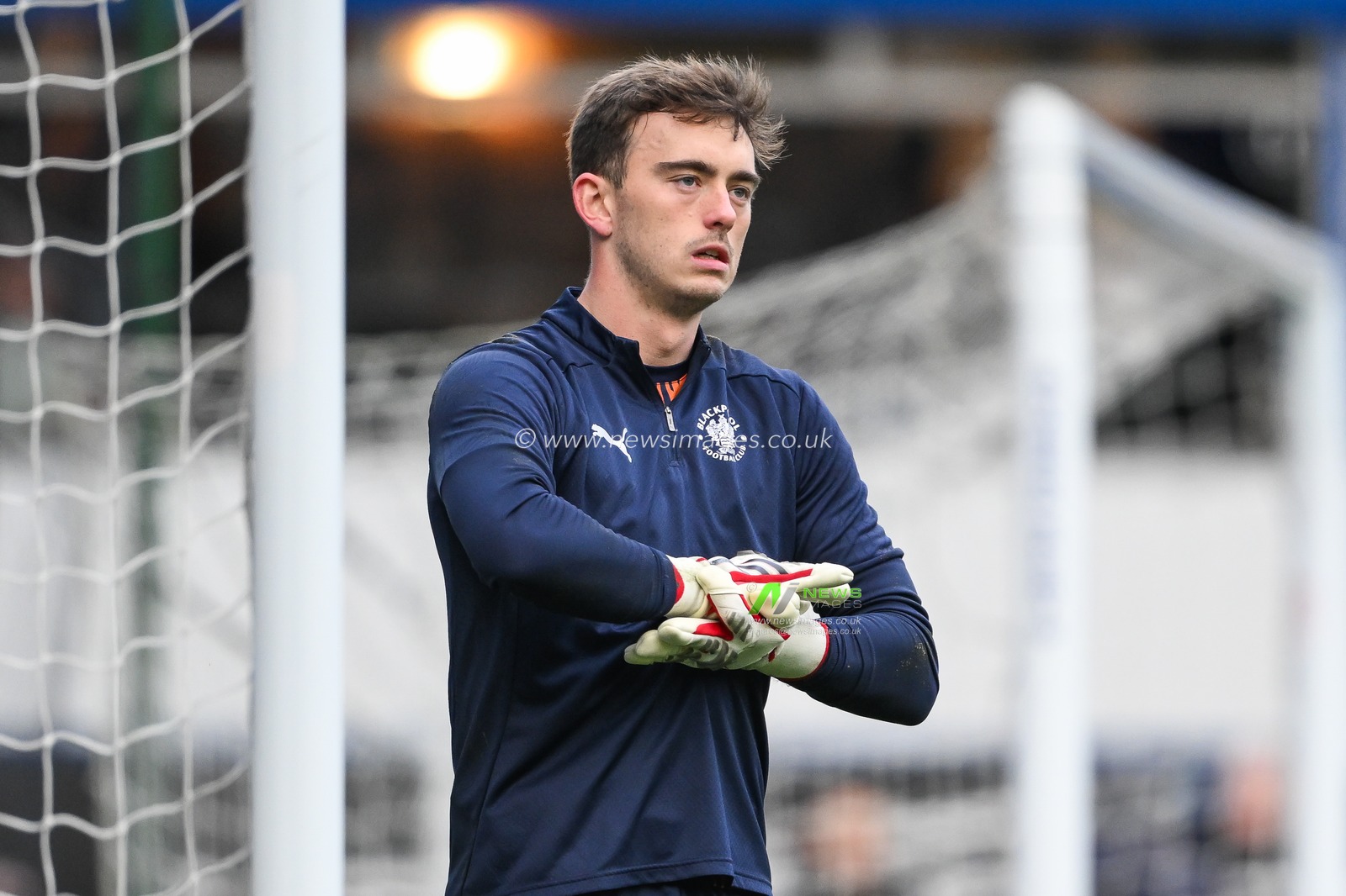 Harry Tyrer of Blackpool during the pre-game warmup ahead of the Sky Bet League 1 match Birmingham City vs Blackpool at St. Andrew's @ Knighthead Park, Birmingham, United Kingdom, 29th December 2024

(Photo by Craig Thomas/News Images)