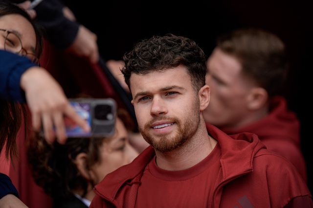 Neco Williams of Nottingham Forest takes a selfie with a fan during the Premier League match Nottingham Forest vs Newcastle Untied at City Ground, Nottingham, United Kingdom on 10 May 2026

(Photo by Maynard Manyowa/News Images)