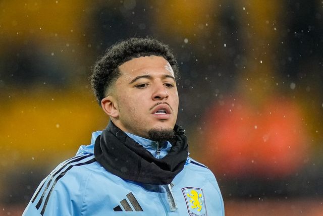 Jadon Sancho of Aston Villain the pregame warmup session  during the Premier League match Wolverhampton Wanderers vs Aston Villa at Molineux, Wolverhampton, United Kingdom on 27 February 2026

(Photo by Maynard Manyowa/News Images)