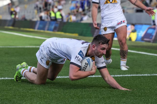 Ben Dean of Castleford Tigers Reserves goes over for a try during the Rugby League Reserves match Leeds Rhinos Reserves vs Castleford Tigers Reserves at AMT Headingley Stadium, Leeds, United Kingdom on 22 May 2026

(Photo by Mark Cosgrove/News Images)