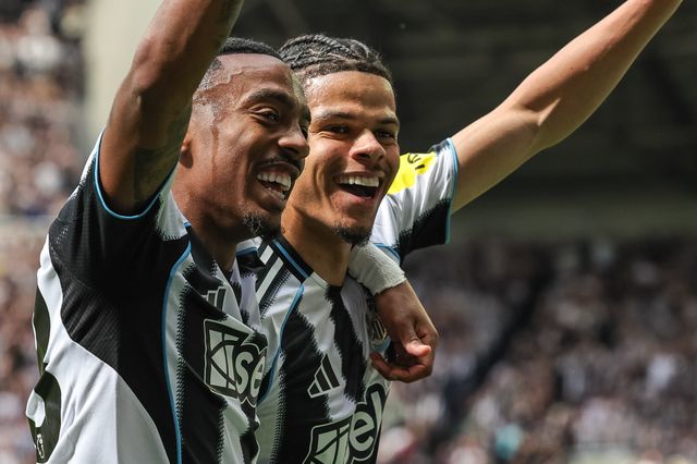 William Osula of Newcastle United celebrates his goal to make it 1-0 during the Premier League match Newcastle Untied vs Brighton & Hove Albion at St. James's Park, Newcastle, United Kingdom on 02 May 2026

(Photo by Mark Cosgrove/News Images)