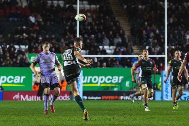 Freddie Steward of Leicester Tigers during the Gallagher Premiership match Leicester Tigers vs Gloucester Rugby at Mattioli Woods Welford Road Stadium, Leicester, United Kingdom, 19th December 2025

(Photo by Craig Evans/News Images)

*** GER AUT SUI OUT ***