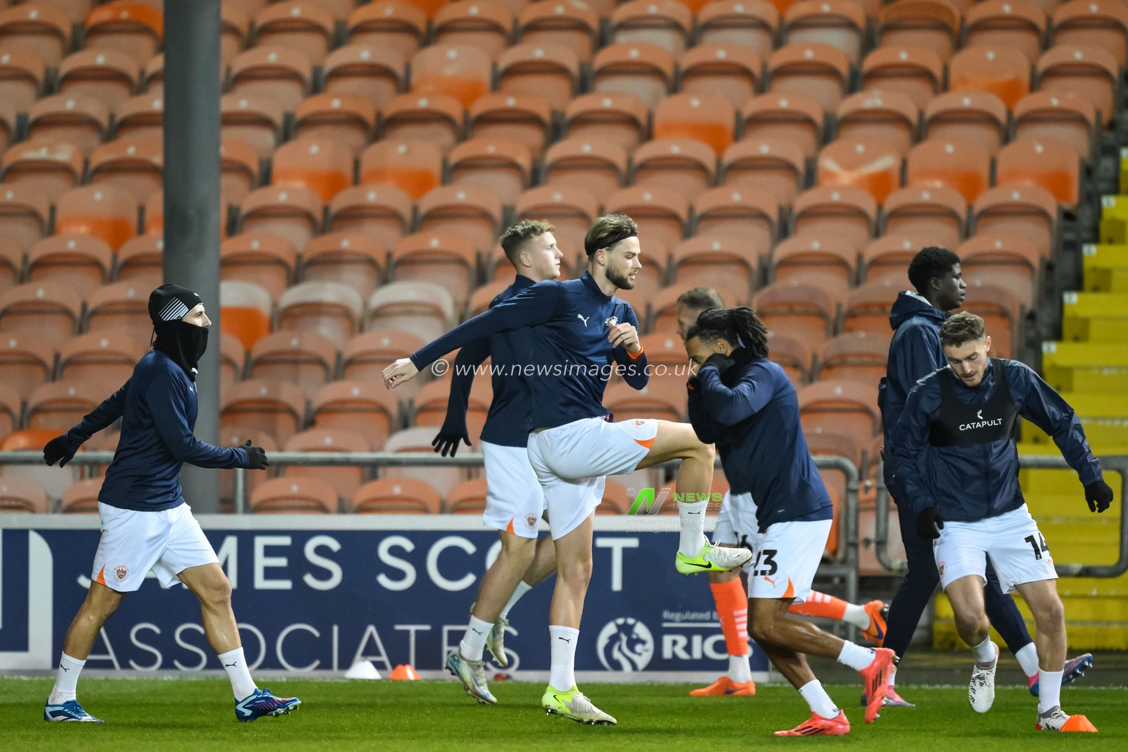 Dan Sassi of Blackpool during the pre-game warmup ahead of the Vertu Trophy match Blackpool vs Aston Villa U21 at Bloomfield Road, Blackpool, United Kingdom, 17th December 2024

(Photo by Craig Thomas/News Images)