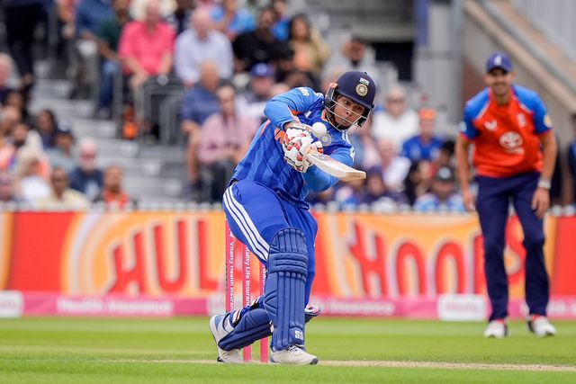 Vaibhav Sooryavanshi of India batting during the Second Vitality T20 International match England vs India at Old Trafford, Manchester, United Kingdom on 04 July 2026

(Photo by Maynard Manyowa/News Images)