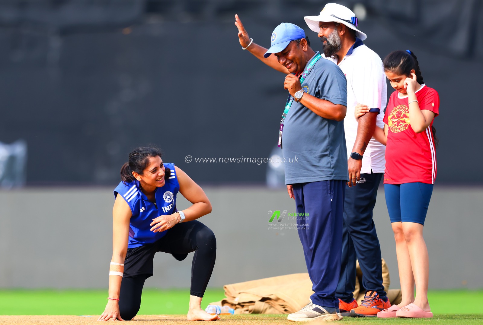 Smriti Mandhana of India checking the pitch during the ICC Women's World Cup pre match training session India vs Australia at Dr. D.Y. Patil Sports Academy, Navi Mumbai, India, 29th October 2025

(Photo by Shubhajit Roy Karmakar/News Images)