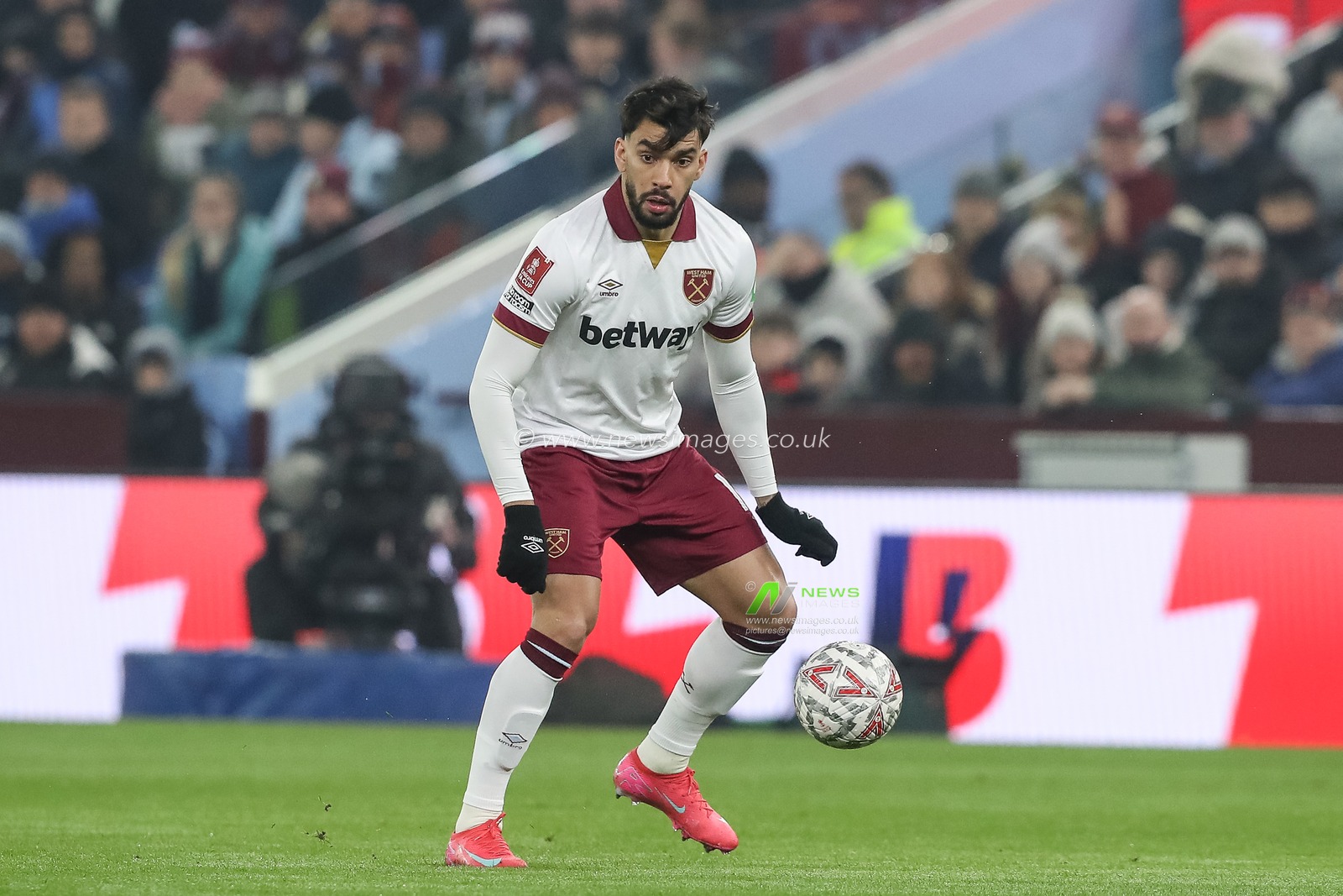 Lucas PaquetÃ¡ of West Ham United controls the ball during the Emirates FA Cup 3rd Round match Aston Villa vs West Ham United at Villa Park, Birmingham, United Kingdom, 10th January 2025

(Photo by Gareth Evans/News Images)