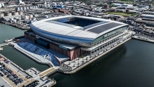 An aerial view of Hill Dickinson Stadium ahead of the Premier League match Everton vs Liverpool at Hill Dickinson Stadium, Liverpool, United Kingdom on 19 April 2026

(Photo by Alfie Cosgrove/News Images)