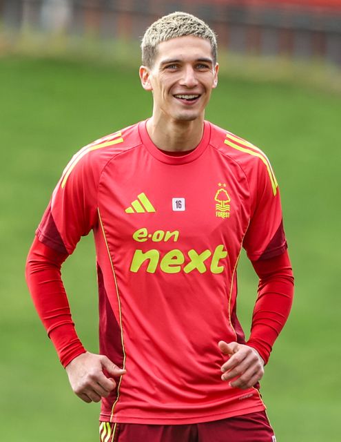 Nicolas Dominguez of Nottingham Forest during the Nottingham Forest open training session ahead of their UEFA Europa League last 16 match against FC Midtjylland at The Nigel Doughty Academy, Nottingham, United Kingdom on 11 March 2026

(Photo by Alfie Cosgrove/News Images)