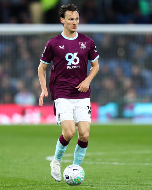 Hjalmar Ekdal of Burnley with ball at his feet during the Premier League match Burnley vs Manchester City at Turf Moor, Burnley, United Kingdom on 22 April 2026

(Photo by Jorge Horsted/News Images)